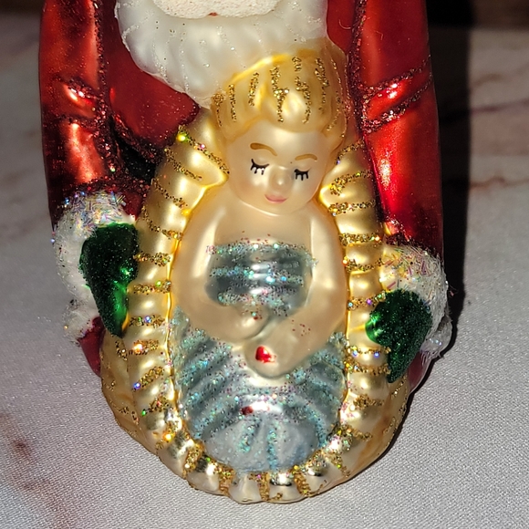 Old World Christmas Baby Jesus and Santa Ornament #40227 - Picture 2 of 10